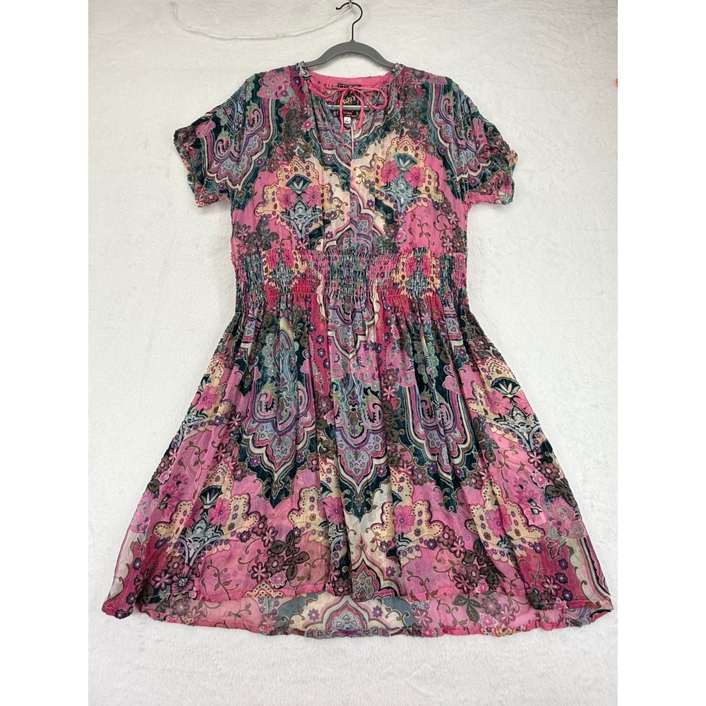 Johnny Was Thia Burnout Dress Paisley Melody Multi Color Size S